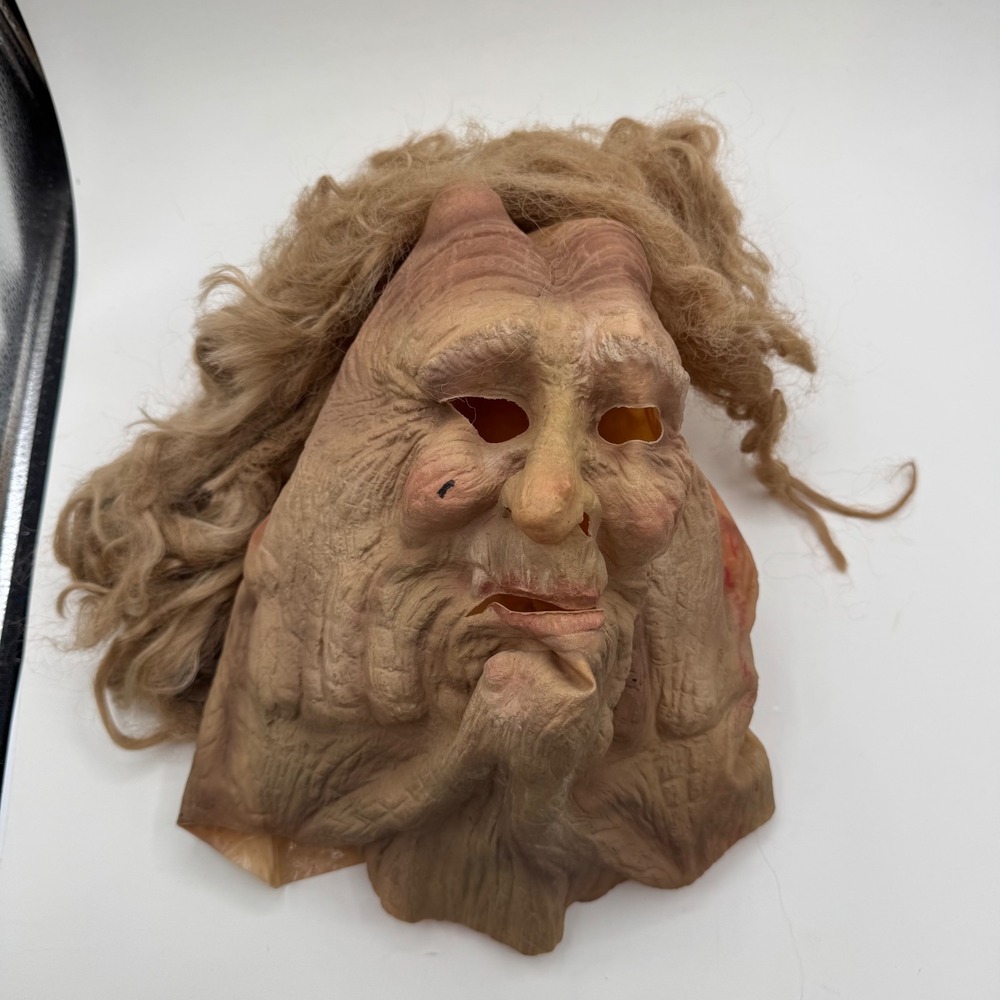 Vintage Cesar 1983 Latex Mask Old Woman Witch Halloween Horror Collectible Hair
